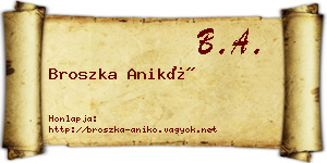 Broszka Anikó névjegykártya